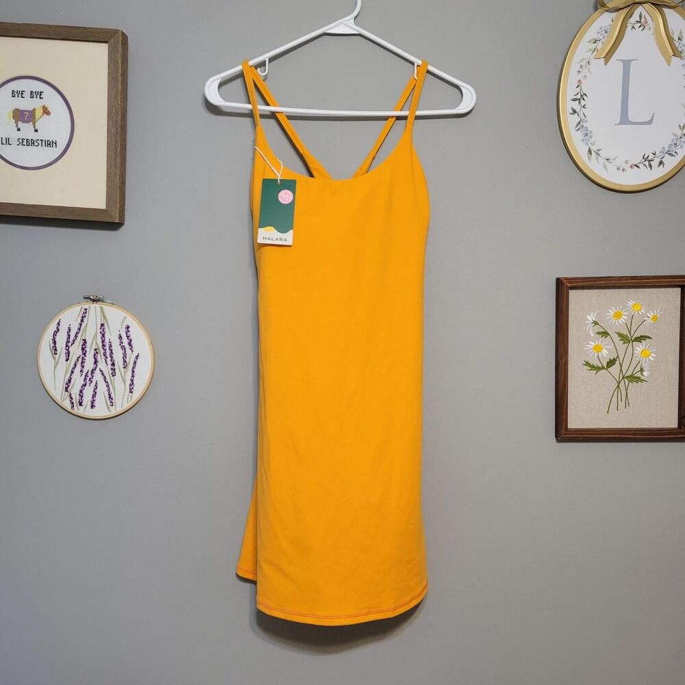 NWT Halara SoftlyZero™ Plush Backless Active Dress Tennis Gym Park Orange